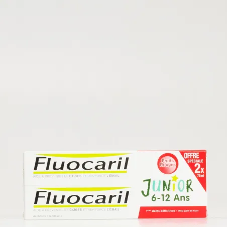 Fluocaril Junior Gel Frutos Rojos 6-12 años, 2x75ml