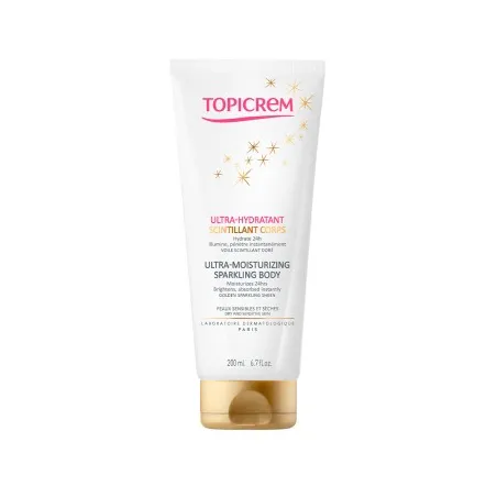 Topicrem Crema Ultra Hidratante Brillo Dorado, 200ml.