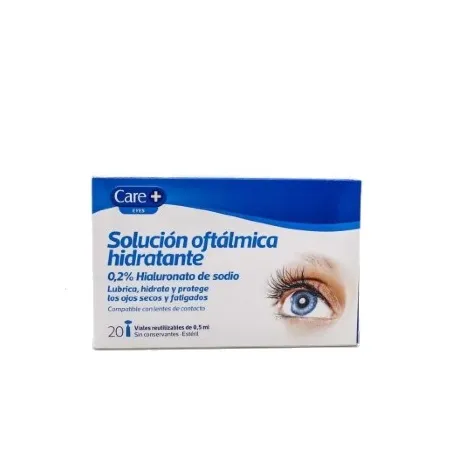 Care+ eyes solución oftálmica hidratante 0.2% hialuronato de sodio, 20 monodosis