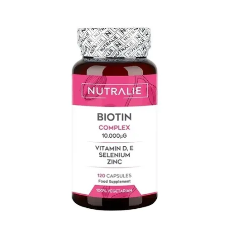 Nutralie Biotina complex 10000 mcg piel pelo y uñas, 120 cápsulas