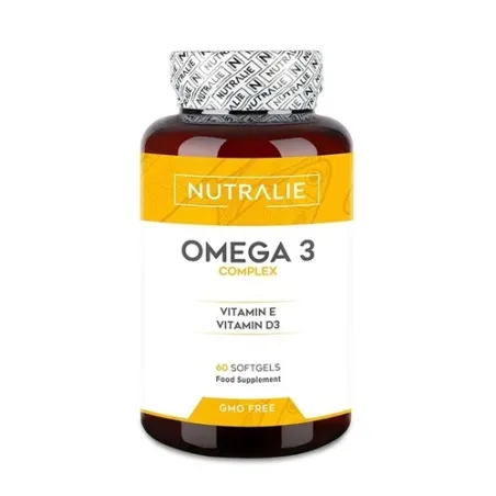 Nutralie Omega 3 complex 2000 mg + vitamina E y B3 + EPA + DHA, 60 cápsulas